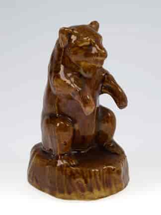 Bear shaped brown glazed pottery money box, 19th C. -0