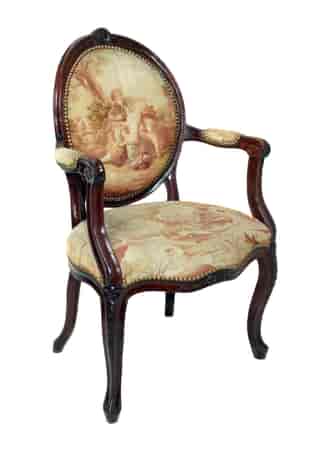 Louis XV walnut salon chair with Aubusson covers, C.1770 -0