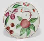 Chelsea plate with cut apple, C. 1755 -0