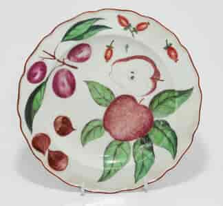 Chelsea plate with cut apple, C. 1755 -0