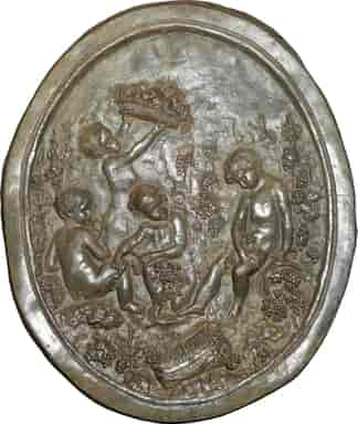 Lead plaque of cherubs, 18th century -0