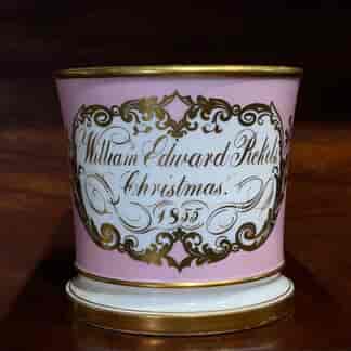 Victorian presentation mug, Mr William Pickels, Christmas 1855 -0