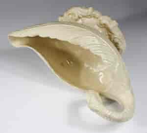 Creamware sauceboat, cos lettuce & rococo scroll, c. 1760 -13102