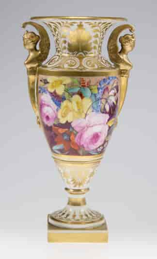 Davenport vase, winged handles & flower painting, c. 1825 -0