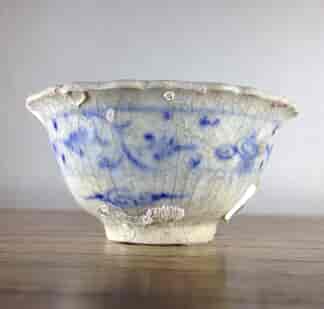 Vietnamese Hoi An shipwreck teabowl, flower petal form with blue & white, c. 1480 -0