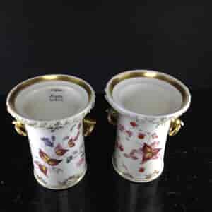 Pair of Coalport vases with birdshead handles, strawberries, c. 1830 -1801