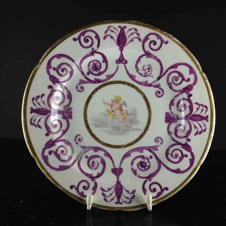 London decorated Coalport plate, cherub, C. 1800 -0