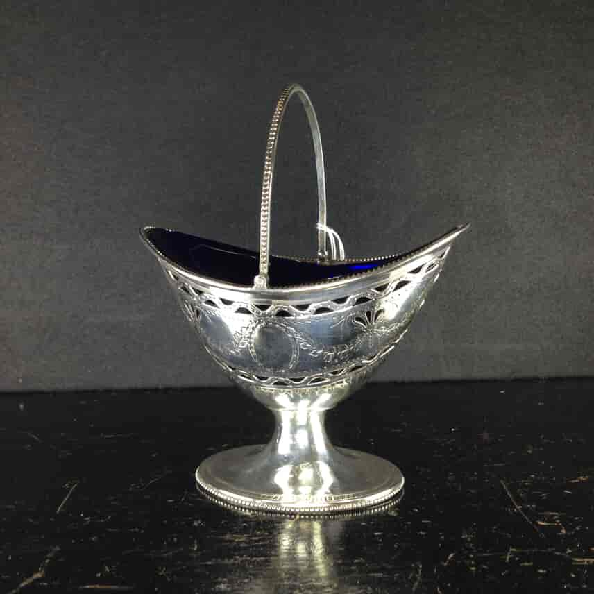 Sterling Silver, George III, sugar basket, c.1784. -1833