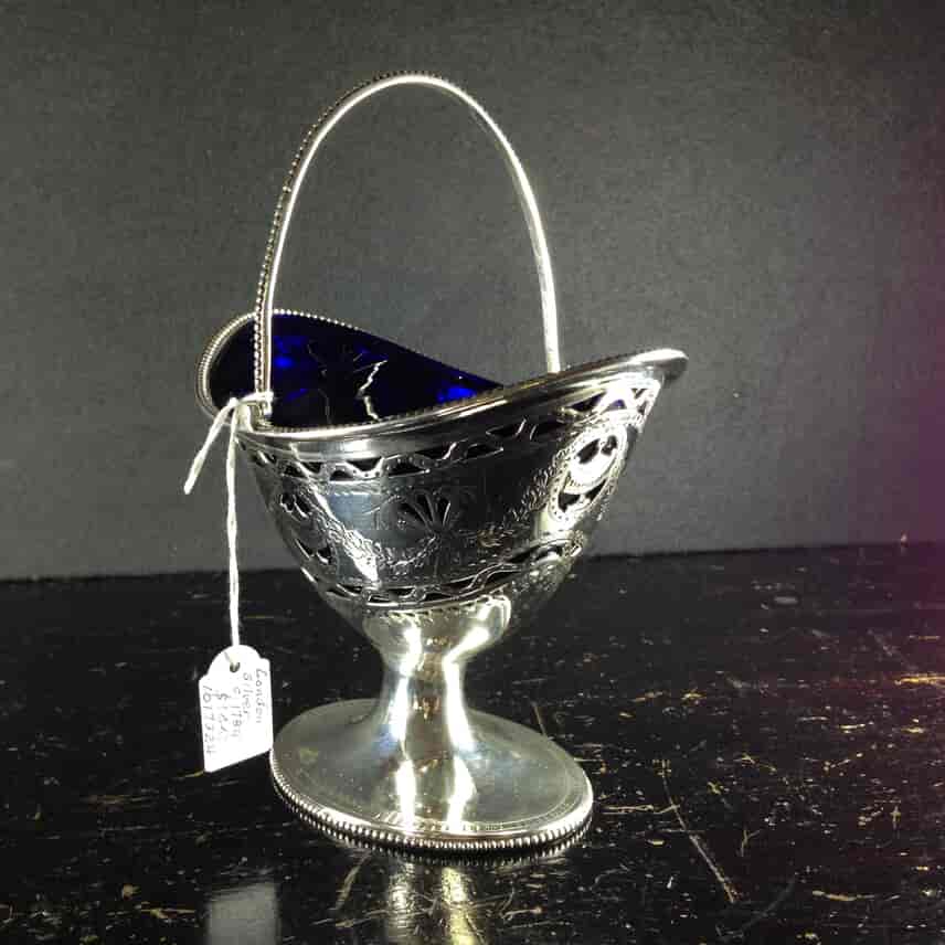 Sterling Silver, George III, sugar basket, c.1784. -1842