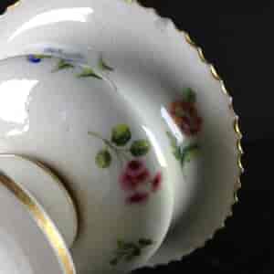 English bone china urn, flower dec, c.1835 -1870
