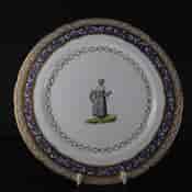 Chamberlains Worcester plate, French costume dec. by Baxter, c. 1805 -0