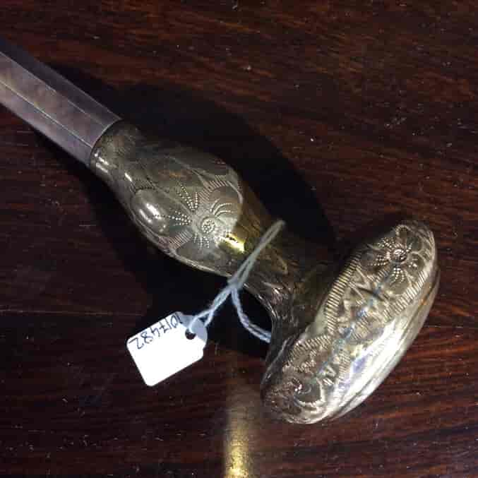 Parasol handle, black mother of pearl & gilt, c.1880-636