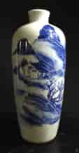 Chinese blue & white vase, landscape with verse, 19th century -0