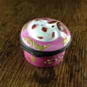 English enamel spaniel patch box, circa 1770. -2263