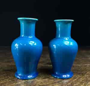 Pair of turquoise Minton vases, Museum collection, C. 1875 -0