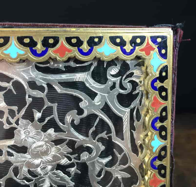 Elaborate champleve & silver fret blotter , c.1870-13185