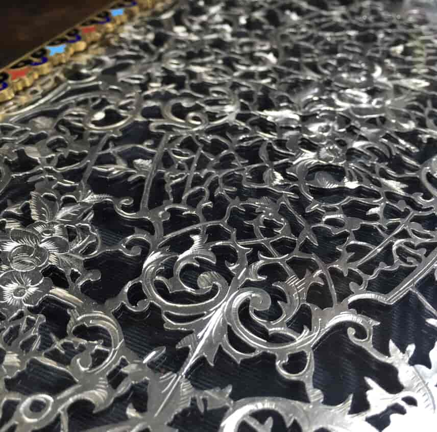 Elaborate champleve & silver fret blotter , c.1870-13191