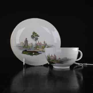 Meissen topographical cup & saucer, Saxon palace, C. 1765 -0