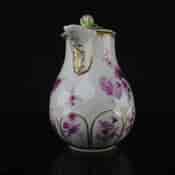 Meissen jug & cover, purple flower decoration, c.1750 & later -3140