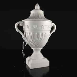 Mennecy unglazed porcelain classical covered urn, c.1765 -0