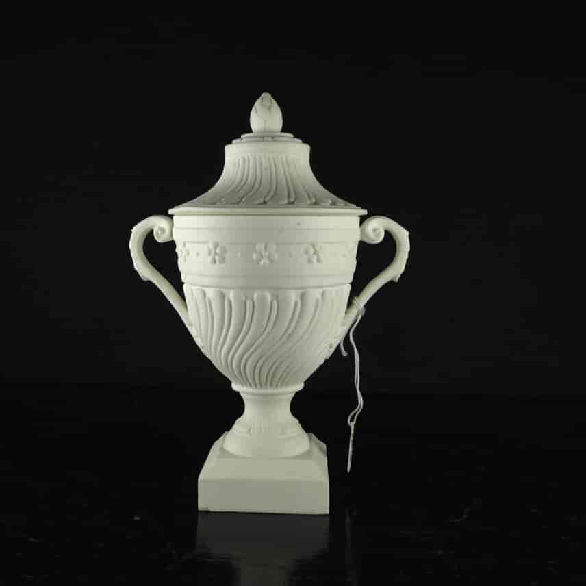 Mennecy unglazed porcelain classical covered urn, c.1765 -3187