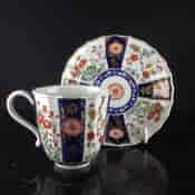 Worcester fluted coffee cup & saucer, daisy pattern, c. 1770 -0