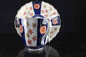 Worcester fluted coffee cup & saucer, daisy pattern, c. 1770 -3218
