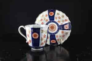 Worcester fluted coffee cup & saucer, daisy pattern, c. 1770 -3219