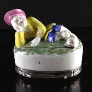 Mennecy snuff box, shepherd, C. 1760 -0