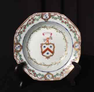 Chinese export octagonal bowl, classical busts & arms of Brodie, UNITE c.1750-0