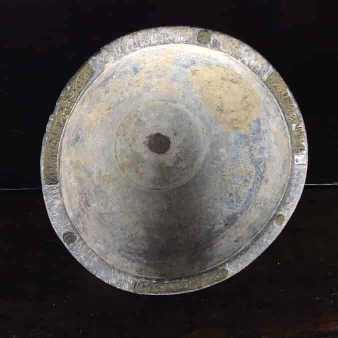 Islamic lead bowl, brass inlays and scratch deigns, 13th-15th century -890