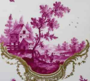 Frankenthal tea canister & cover, scenes in purple, c. 1765 -7342