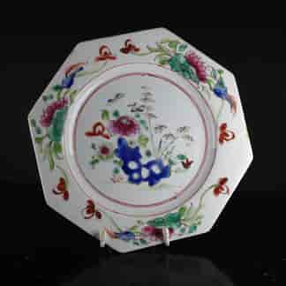Bow octagonal plate, flower & rock pattern, c.1755 -0