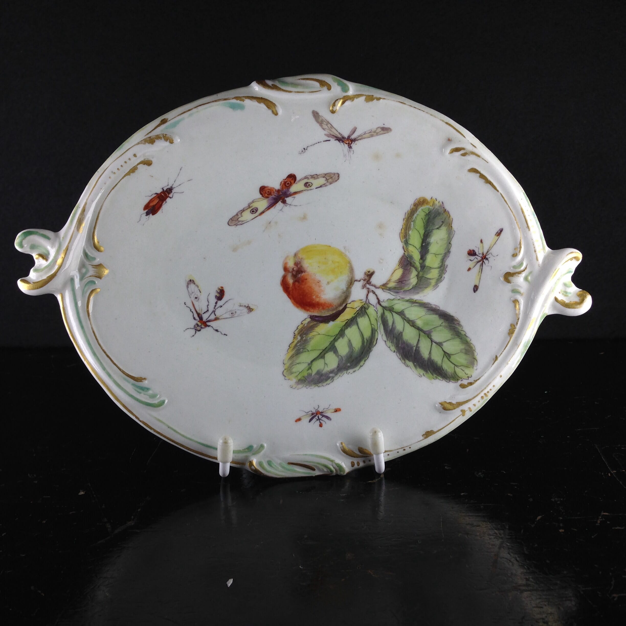 Derby dish with apple & bugs, C. 1765 -0