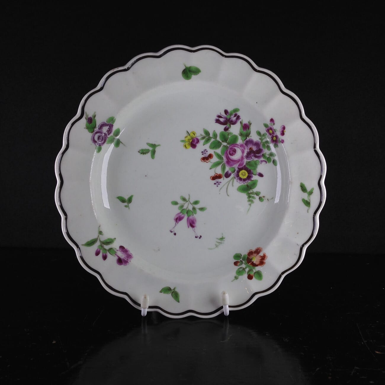 Worcester plate with flowers, ex- Zorensky Collection C. 1765 -0