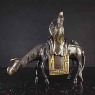 Japanese bronze sage on horse, Meiji period -0