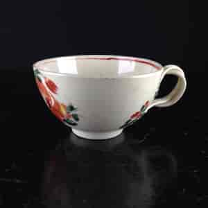Creamware cup & saucer, rose decorated, c.1780 -4207