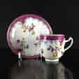 Meissen cup & saucer, scale purple border with flowers, c.1765 -0