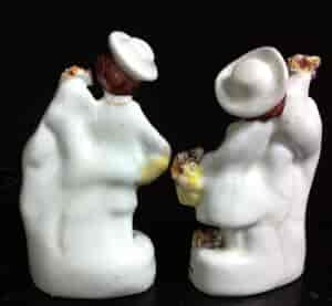 Staffordshire miniature pair of children with baskets, c.1840 -10916