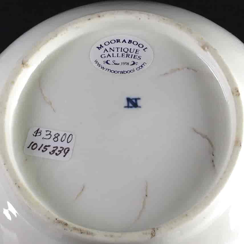 Saint-Cloud trembleuse cup & saucer, rare N mark, c.1725 -1057