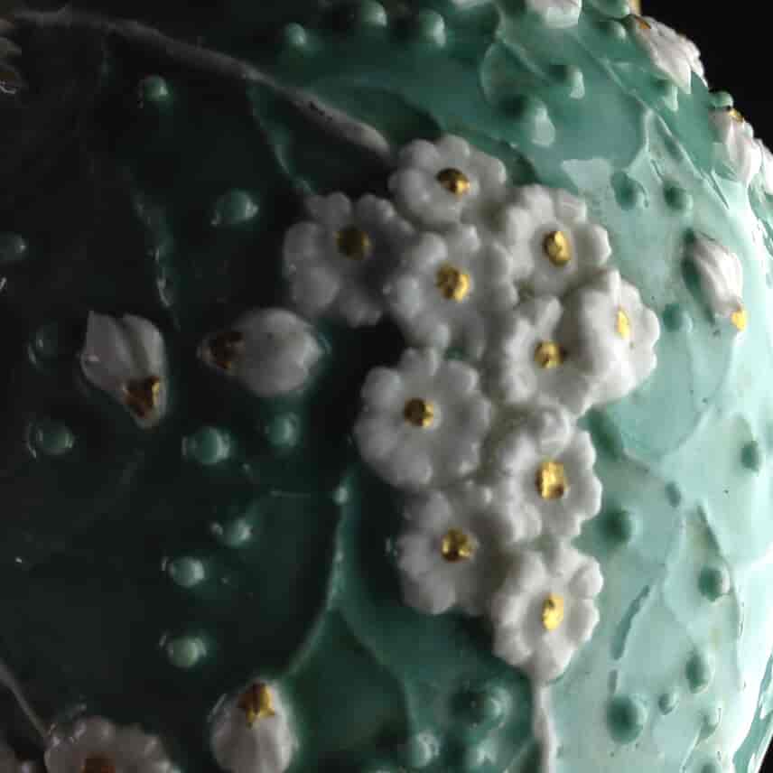 Derby vase with flower moulding over turquoise ground, c. 1765 -1089