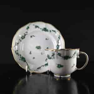 Champions Bristol cup & saucer, green swags with gilt, c. 1775 -0