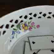 South Staffordshire enamel counter basket with card decoration, c.1785 -5033