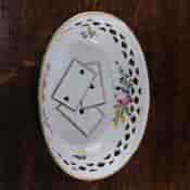 South Staffordshire enamel counter basket with card decoration, c.1785 -5035