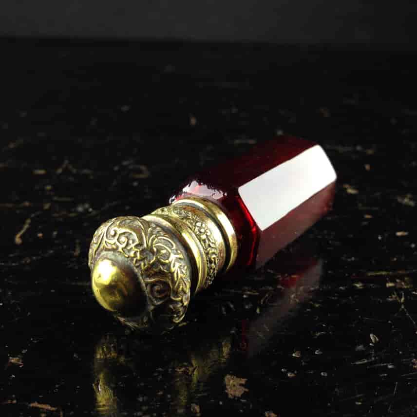 Victorian Ruby glass perfume bottle, c.1880 -5264