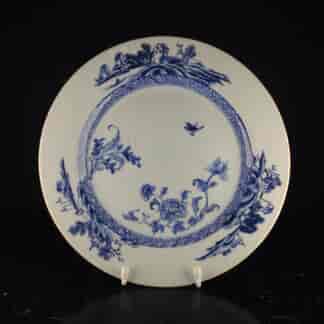 Chinese Export blue & white plate, European scene borders, c.1740 -0