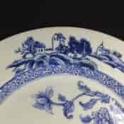 Chinese Export blue & white plate, European scene borders, c.1740 -6318