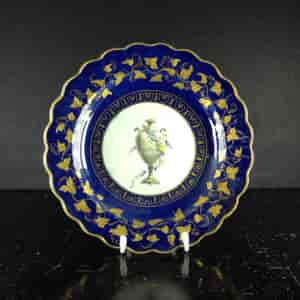 Worcester plate, decorated in the Giles studio with urn & rich gilding, c.1775 -0
