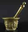 Bronze mortar & pestle, French, with Janus face, late 16th century -9328