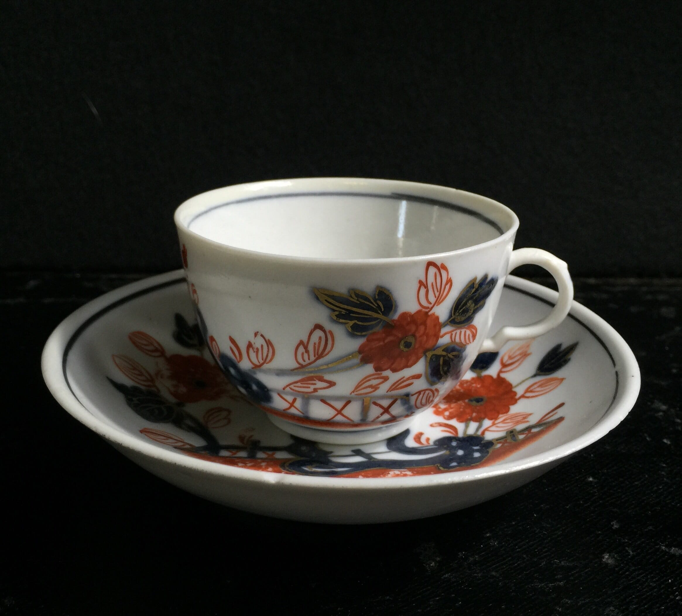 Doccia cup & saucer, Imari garden pattern, c. 1760 -0